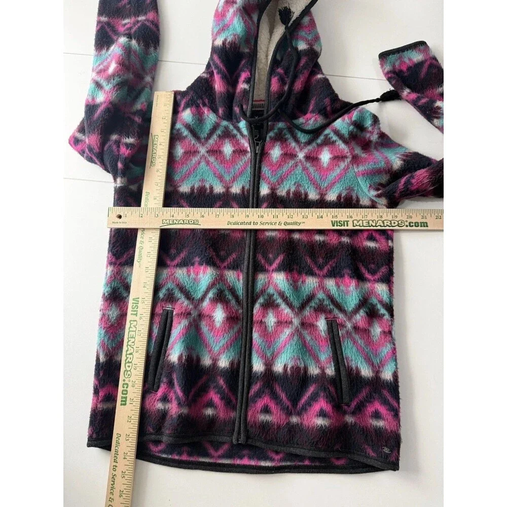 American Eagle Aztec Print Polar Fleece full zip Jacket sweater Hood Size M